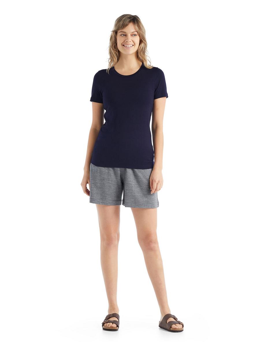 T Shirts Icebreaker Merino Tech Lite II Corta Sleeve Femme Bleu Marine | FR 1577NWYB